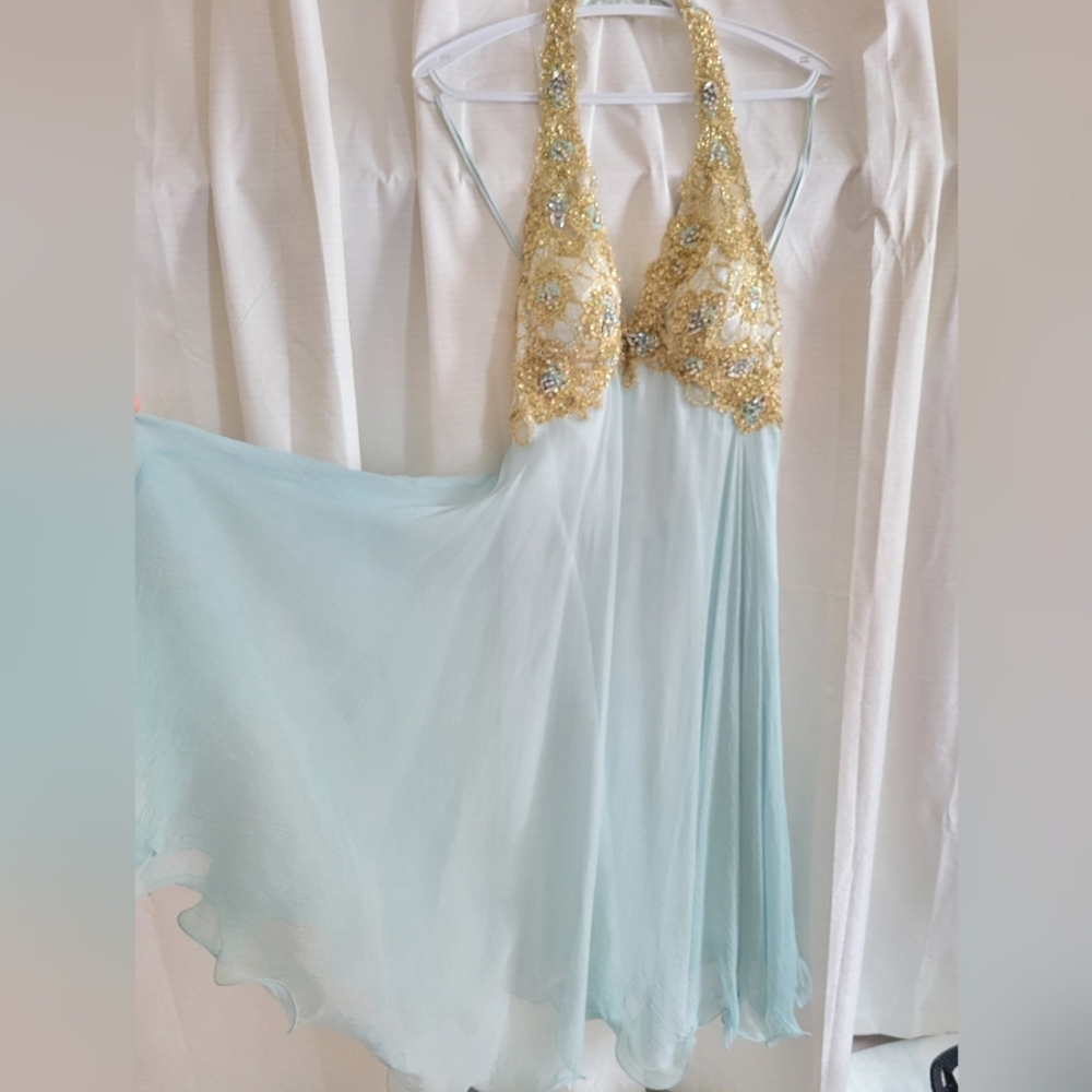 Vintage Silk Sequin Graduation Formal Dress